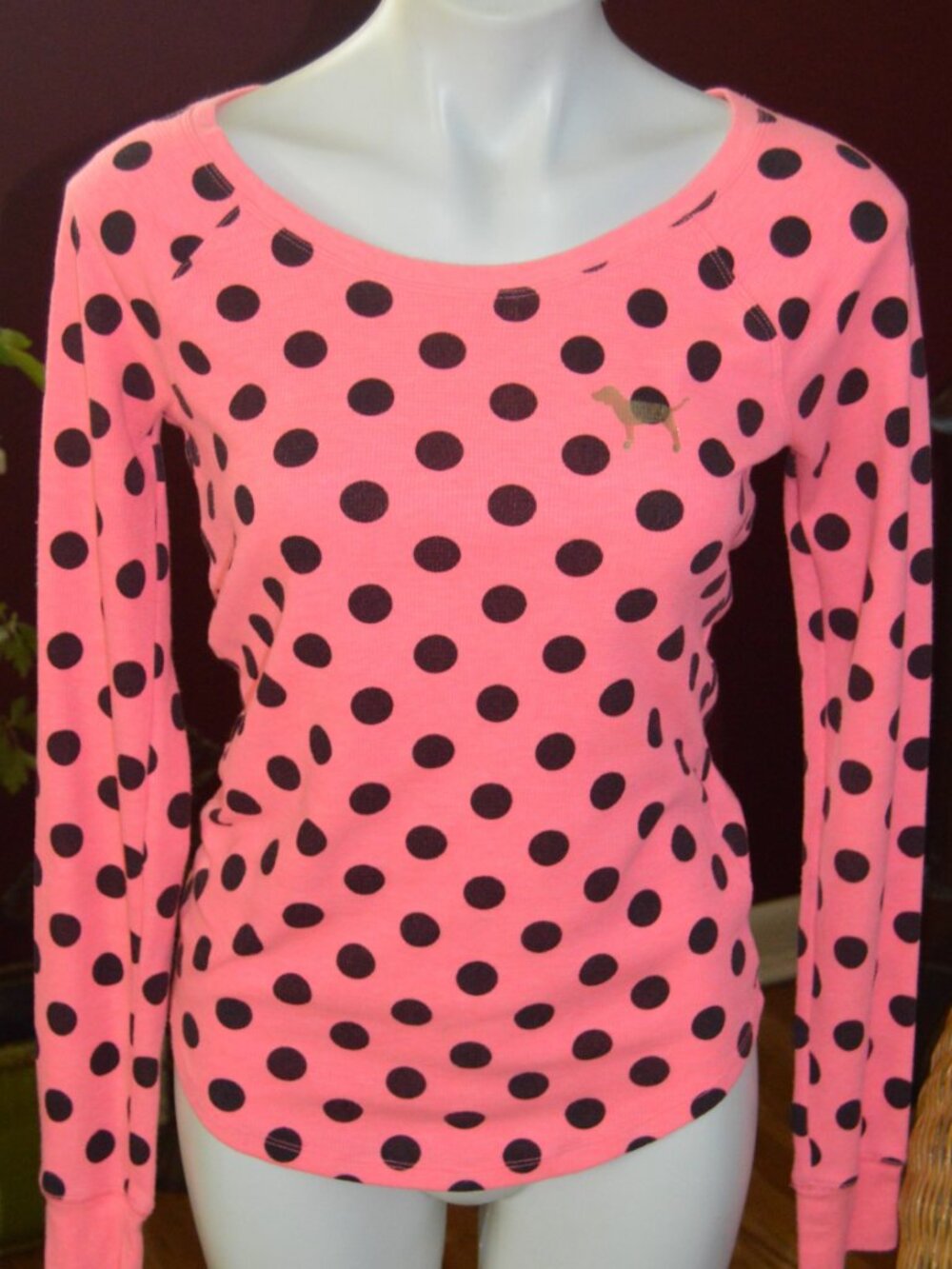 Victoria Secret Pink 2 piece sleep pajamas S pink and black EUC